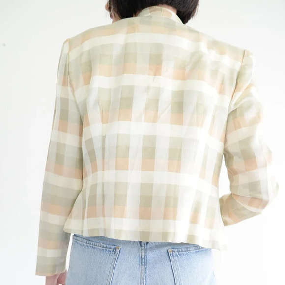 Vintage Sheri Martin New York made in U.S.A. Three  Button Checker Blazer 8 - Picture 4 of 13